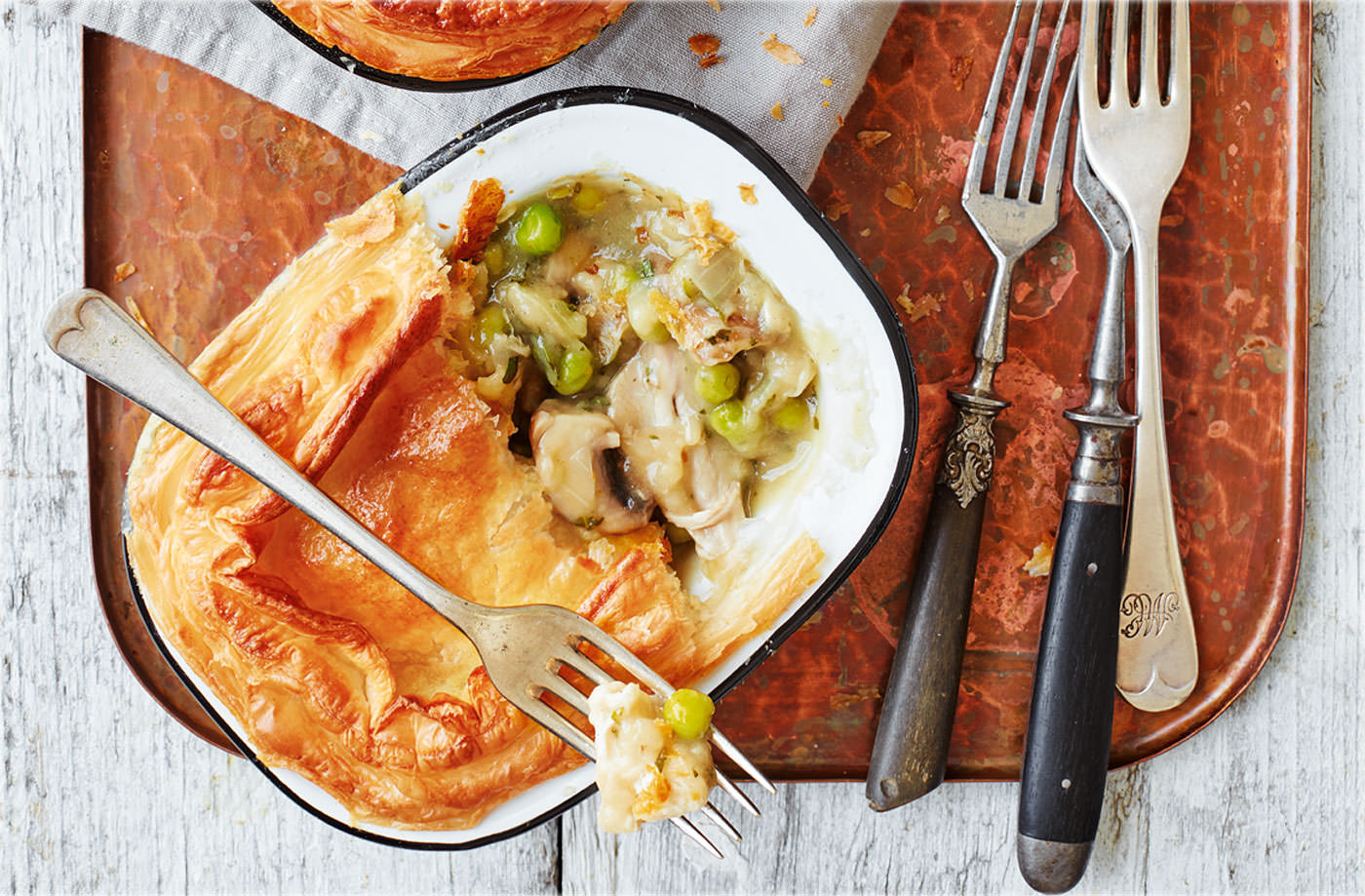 Chicken, tarragon and mushroom pies recipe