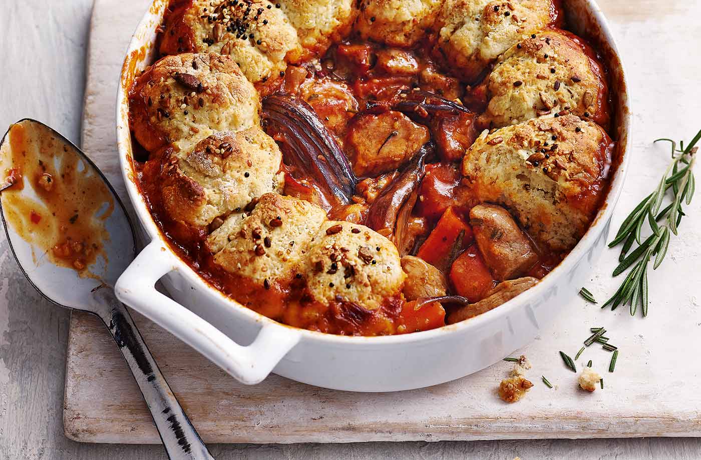 Pork and pesto cobbler recipe