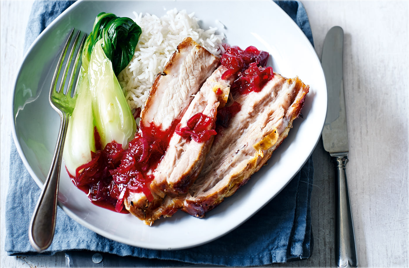 Roast pork belly with spiced plum sauce recipe