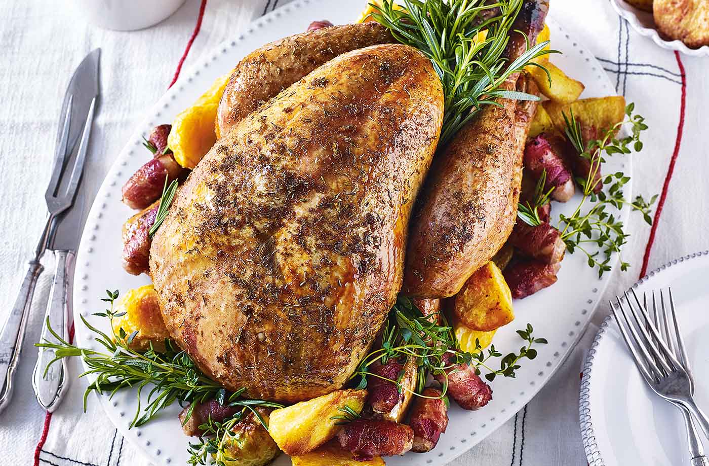 Roast turkey with orange and thyme rub recipe