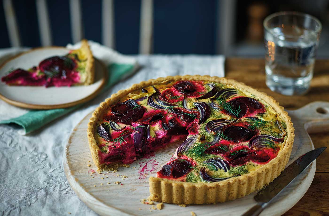 Red onion and beetroot quiche  recipe