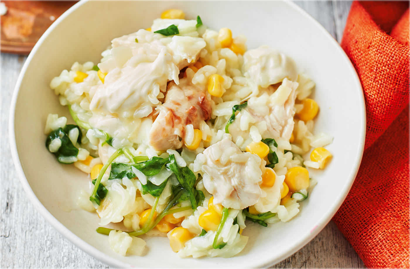 Chicken, sweetcorn and watercress risotto recipe