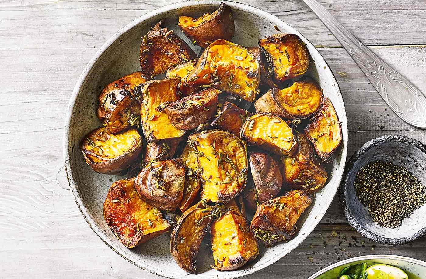 Roast sweet potatoes with rosemary and lemon recipe