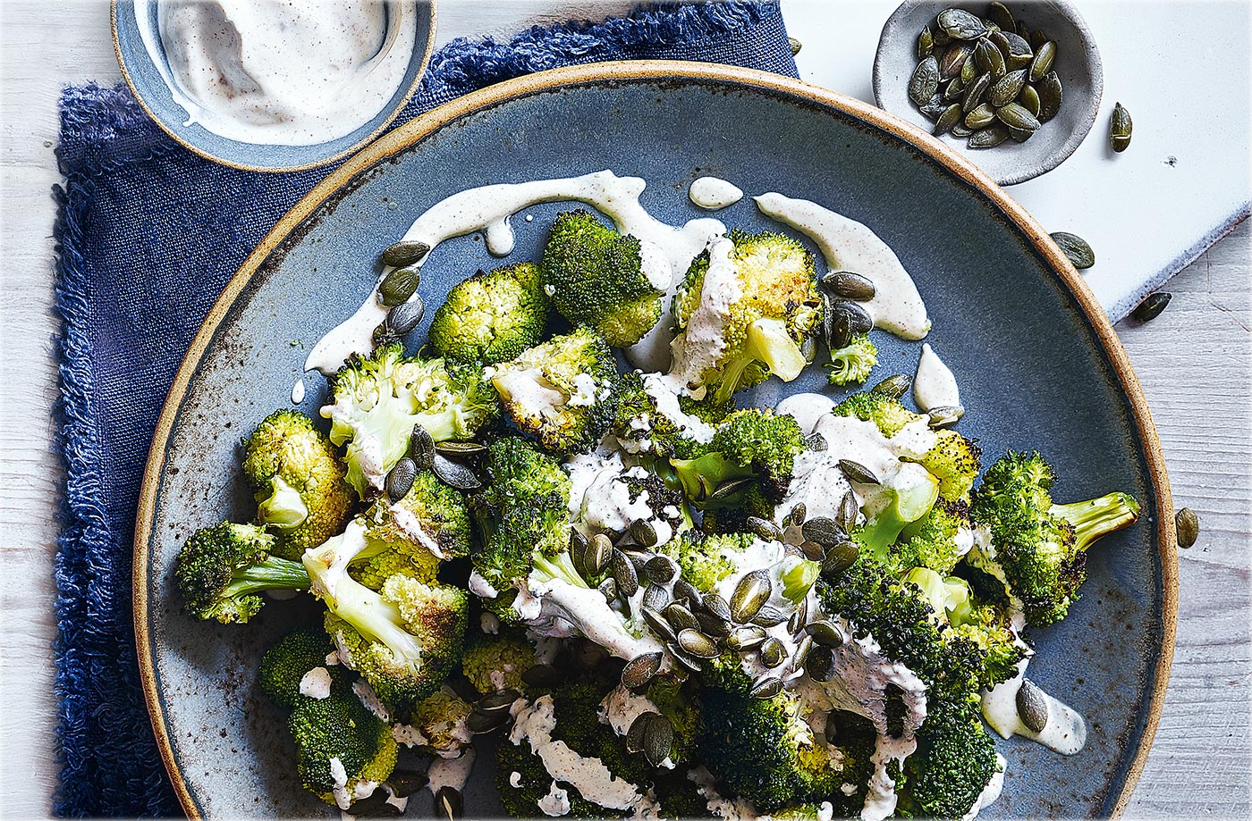 Roasted broccoli with spiced yogurt recipe