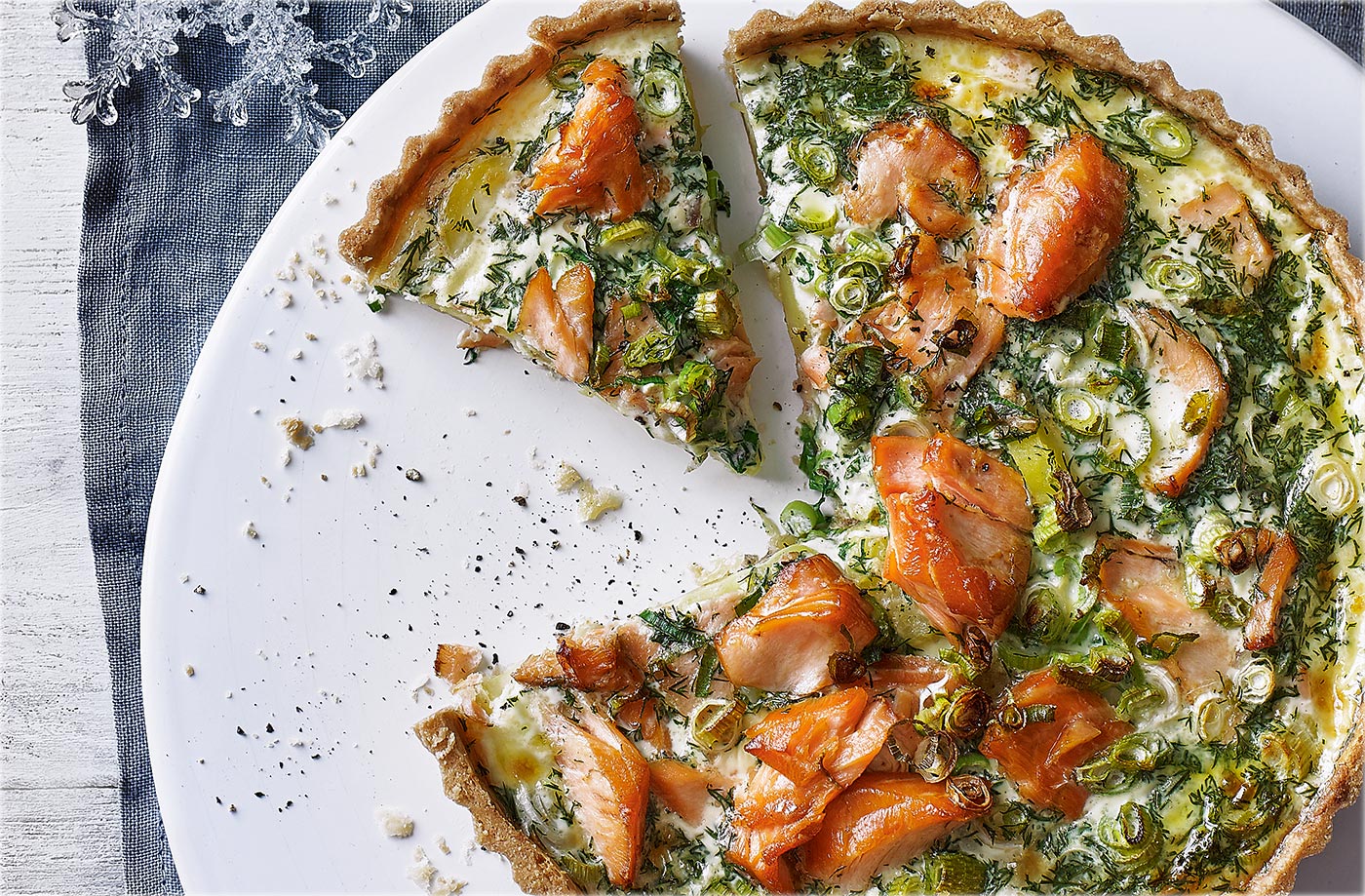 Smoked salmon and potato tart recipe