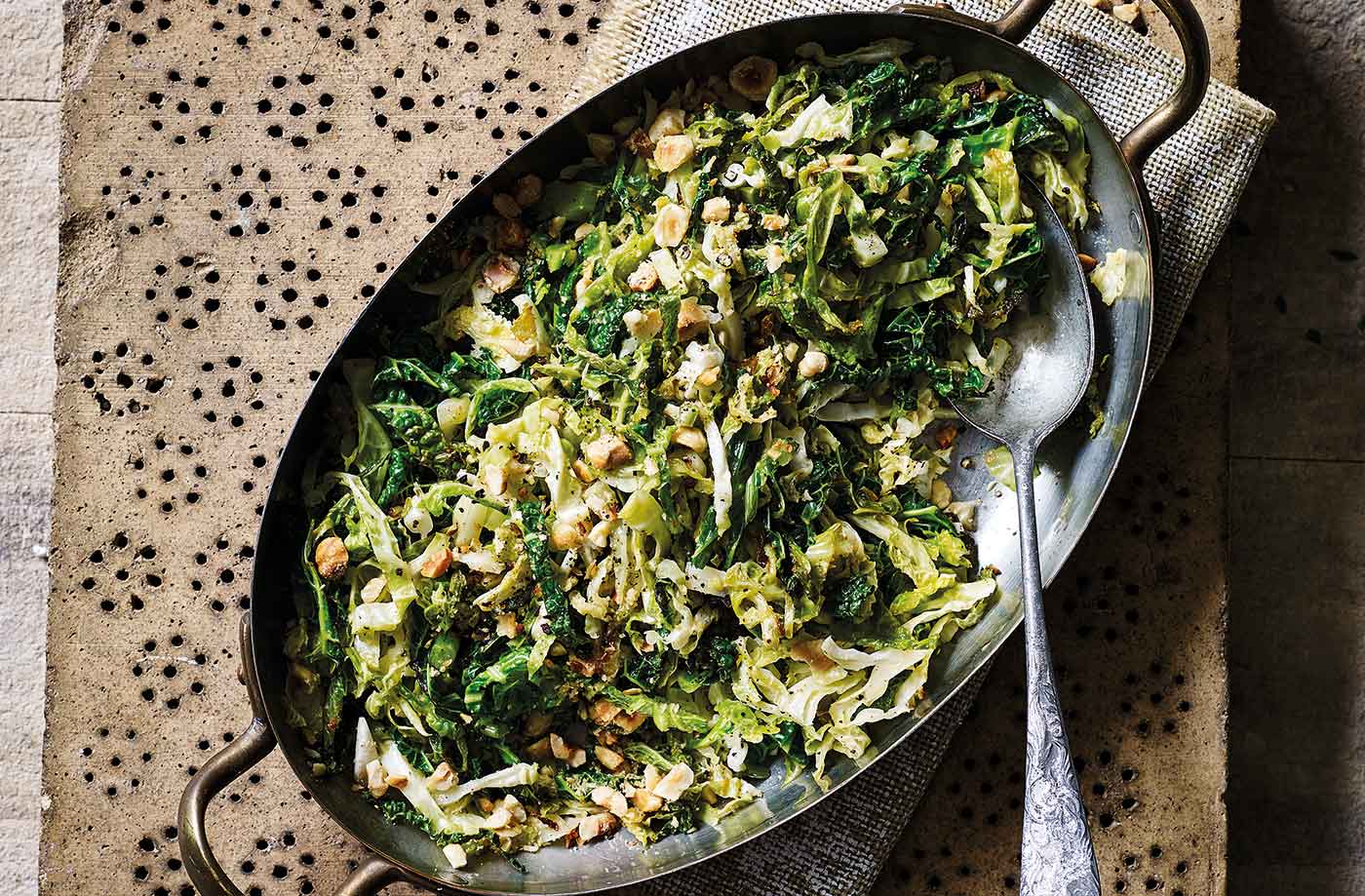 Seared cabbage with lemon and hazelnuts recipe