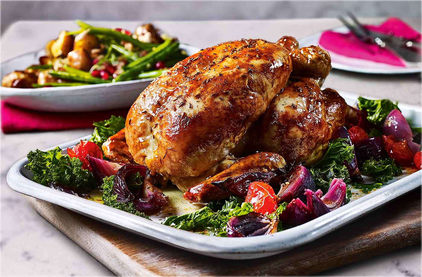 Spiced roast chicken with crushed potatoes  recipe
