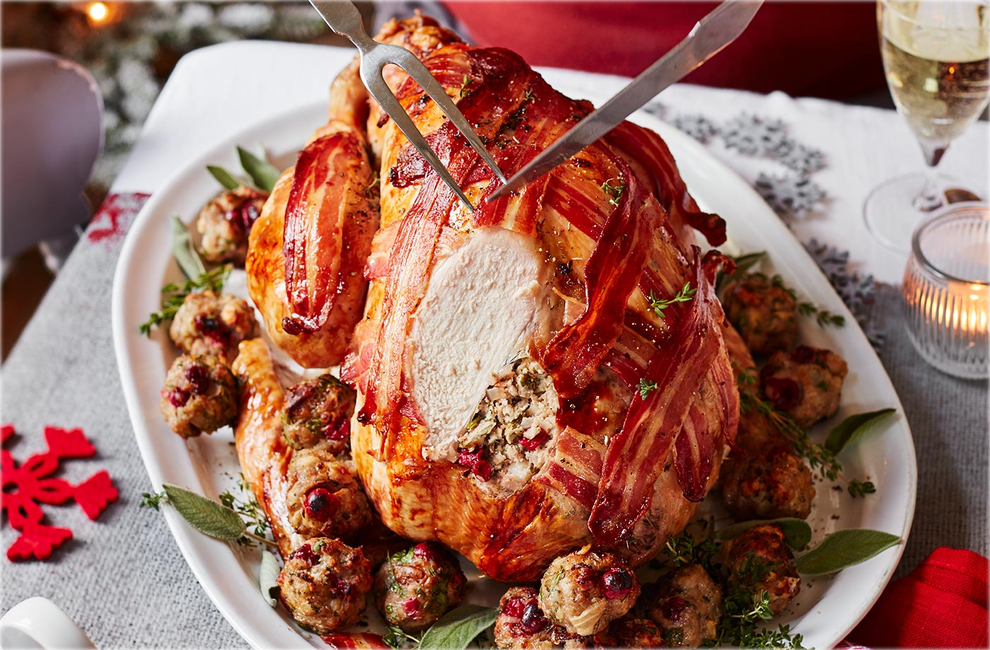 Turkey with maple butter, walnut-cranberry stuffing and juniper gravy recipe