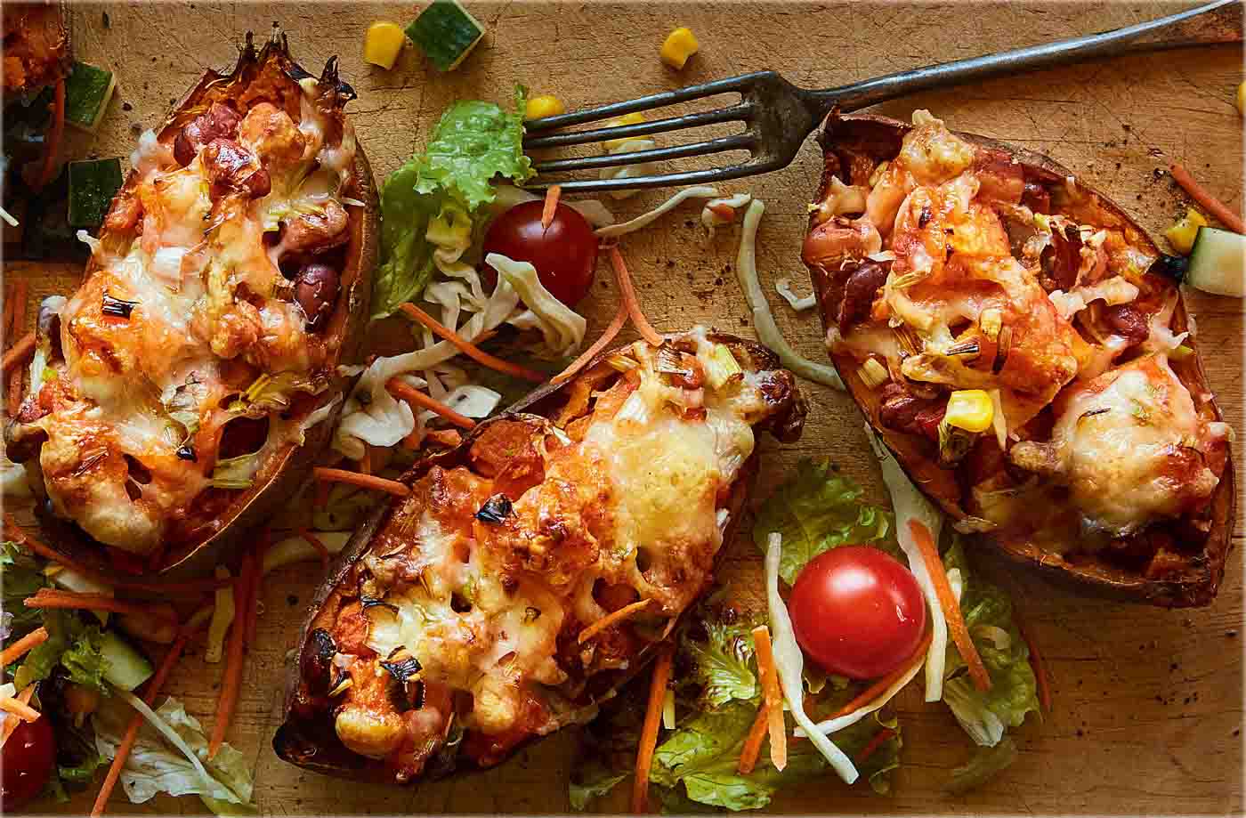 Loaded baked sweet potato skins recipe