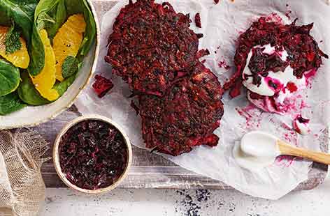 Beetroot stalks might look unassuming, but they become deliciously sticky and jammy once cooked – perfect for a tangy beetroot relish