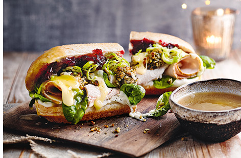 Make the most of Christmas dinner leftovers with the ultimate Boxing Day sarnie, packed with sprouts, turkey and stuffing