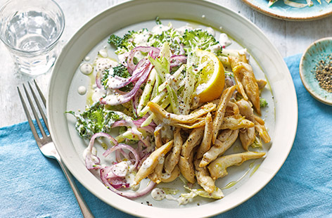 This zesty chicken strips with slaw recipe is great for weeknight family dinners, ready in just over 30 minutes