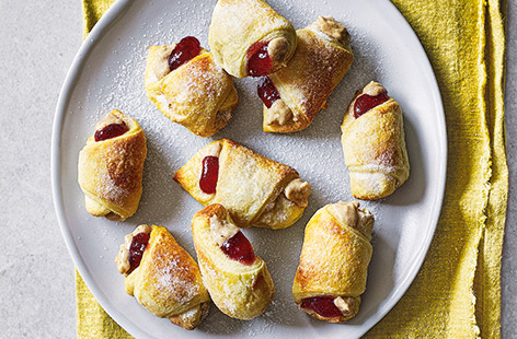 Peanut butter and jam is a winning combination, and the perfect sweet filling for these bitesize breakfast pastries