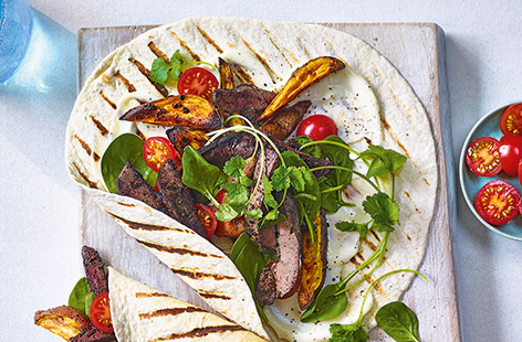 These chicken wraps are packed with spice and make a speedy dinner idea for two