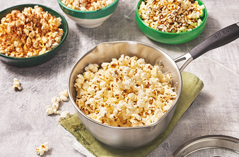 Once you’ve mastered popping plain popcorn, you can experiment with flavours ready for your next movie night