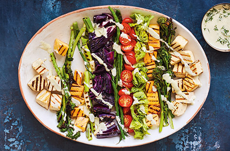 Derek Sarno, Executive Chef for Tesco, has created this vibrant vegan salad recipe as a brilliant summer sharing platter everyone can enjoy. Full of colour, texture and a wicked cashew dressing this feast of a salad is great for using up veg.