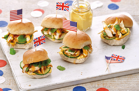 Coronation chicken is a Royal British street party classic, given a new American makeover here with this brilliant chicken sliders recipe for a perfect party snack.