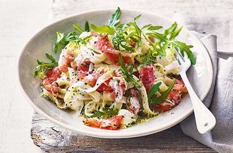 This succulent smoked salmon pasta dish comes with a  zingy lemon twist — transforming this simple meal into something really special