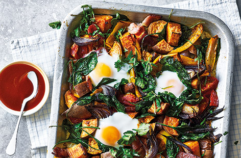 This gluten and dairy-free bake with bacon is perfect to rustle up for a weekend brunch with family and friends.