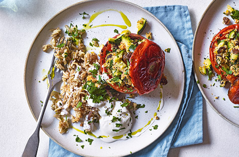 For a vegan meal idea that's delicious and easy to make, look no further than these juicy stuffed tomatoes