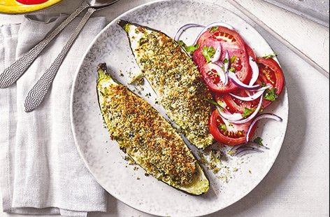 These baked courgettes are stuffed with fresh French flavours, inspired by the delicious ingredients of a classic tuna Niçoise salad.