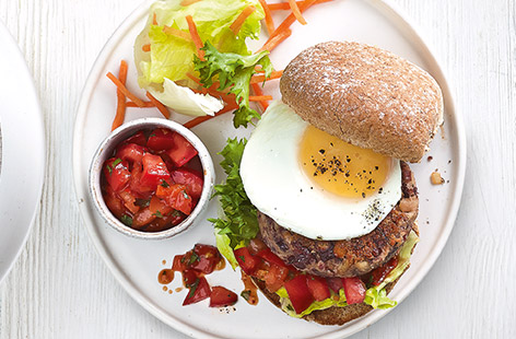 This veggie bean burger recipe is ideal for kids' lunches or dinners. The homemade burgers with plenty of beans, herbs and cheese are ready in just 20 minutes