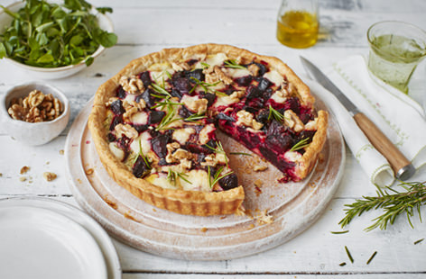 Adding roasted beetroot to this goat's cheese tart not only gives the dish a delicate sweetness but also injects a beautiful dash of colour to the dining table.