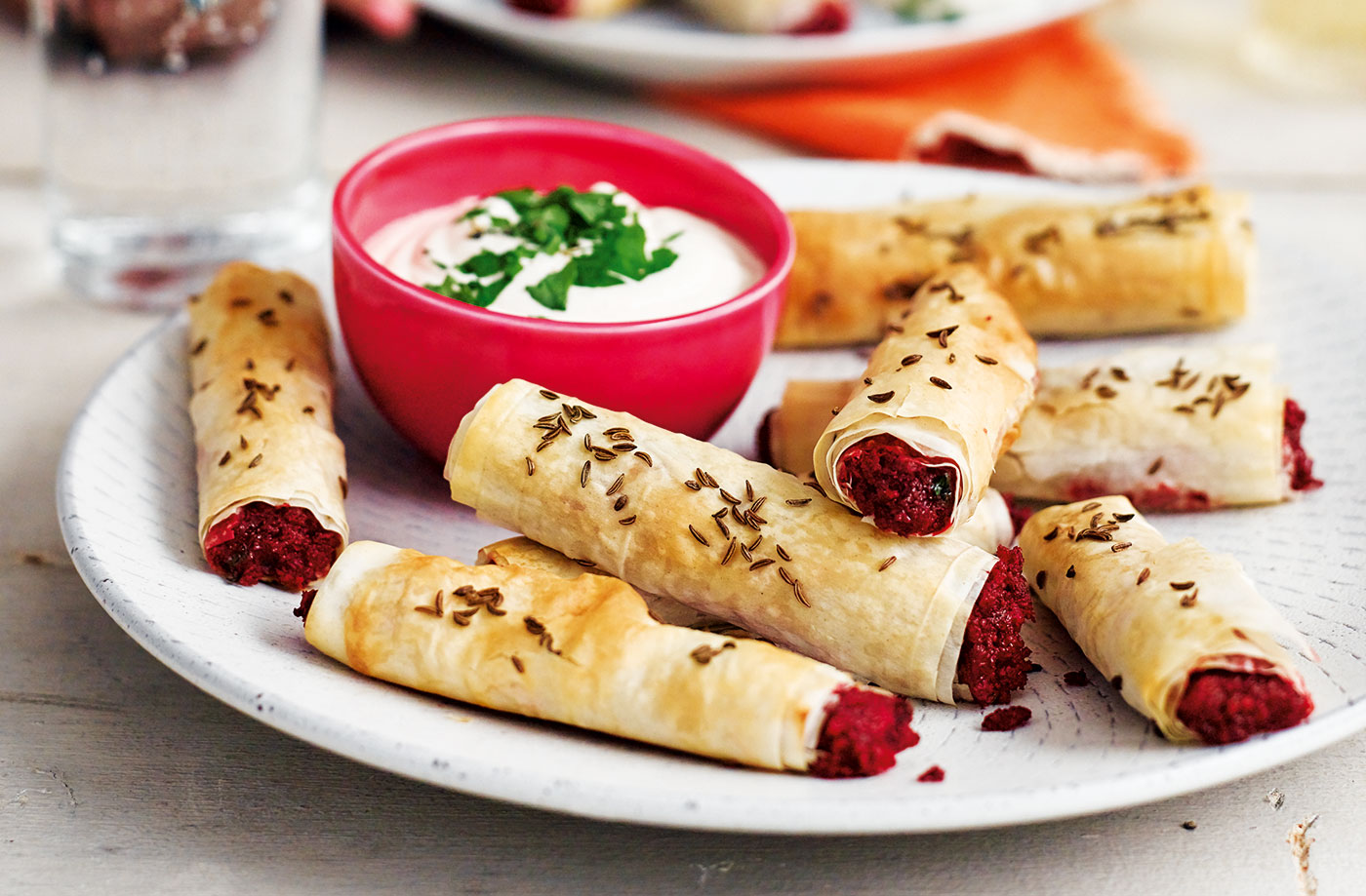 Beetroot and chickpea bites with tahini dip recipe