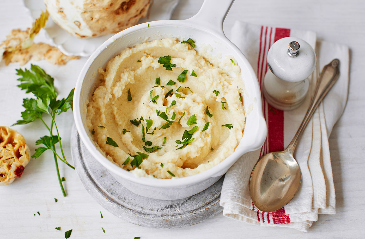 Celeriac and roasted garlic purée recipe