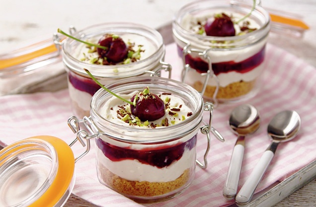 Cherry cheesecake pots recipe