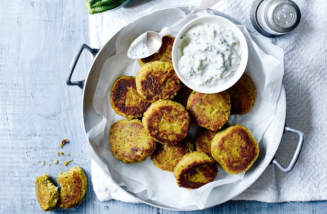 Courgette falafels with tzatziki recipe