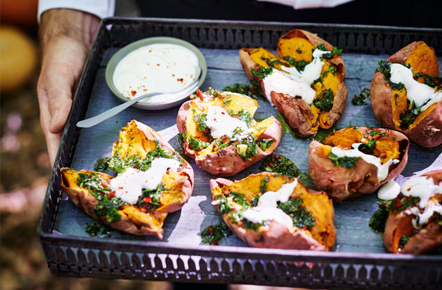 Roasted sweet potatoes with gremolata recipe