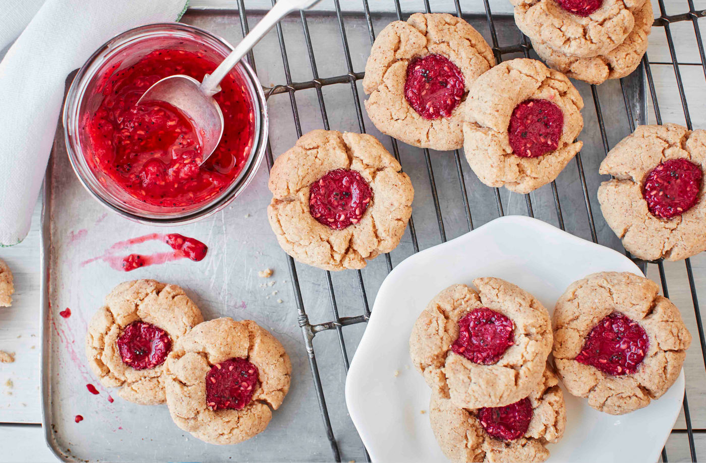 Almond and raspberry chia jam drops recipe