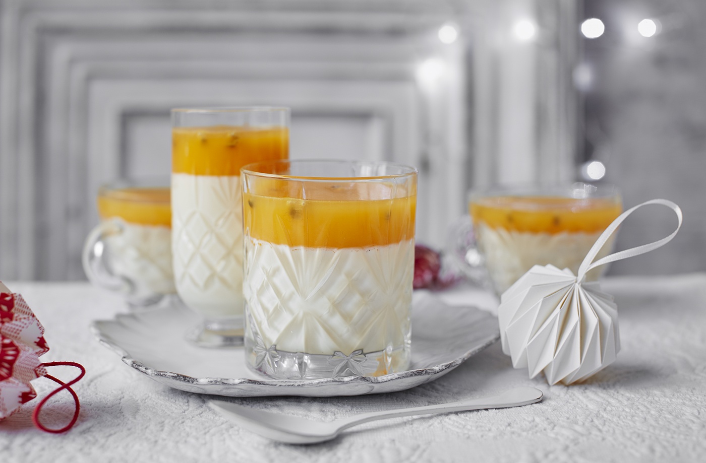 Passion fruit and prosecco jellies with panna cotta recipe