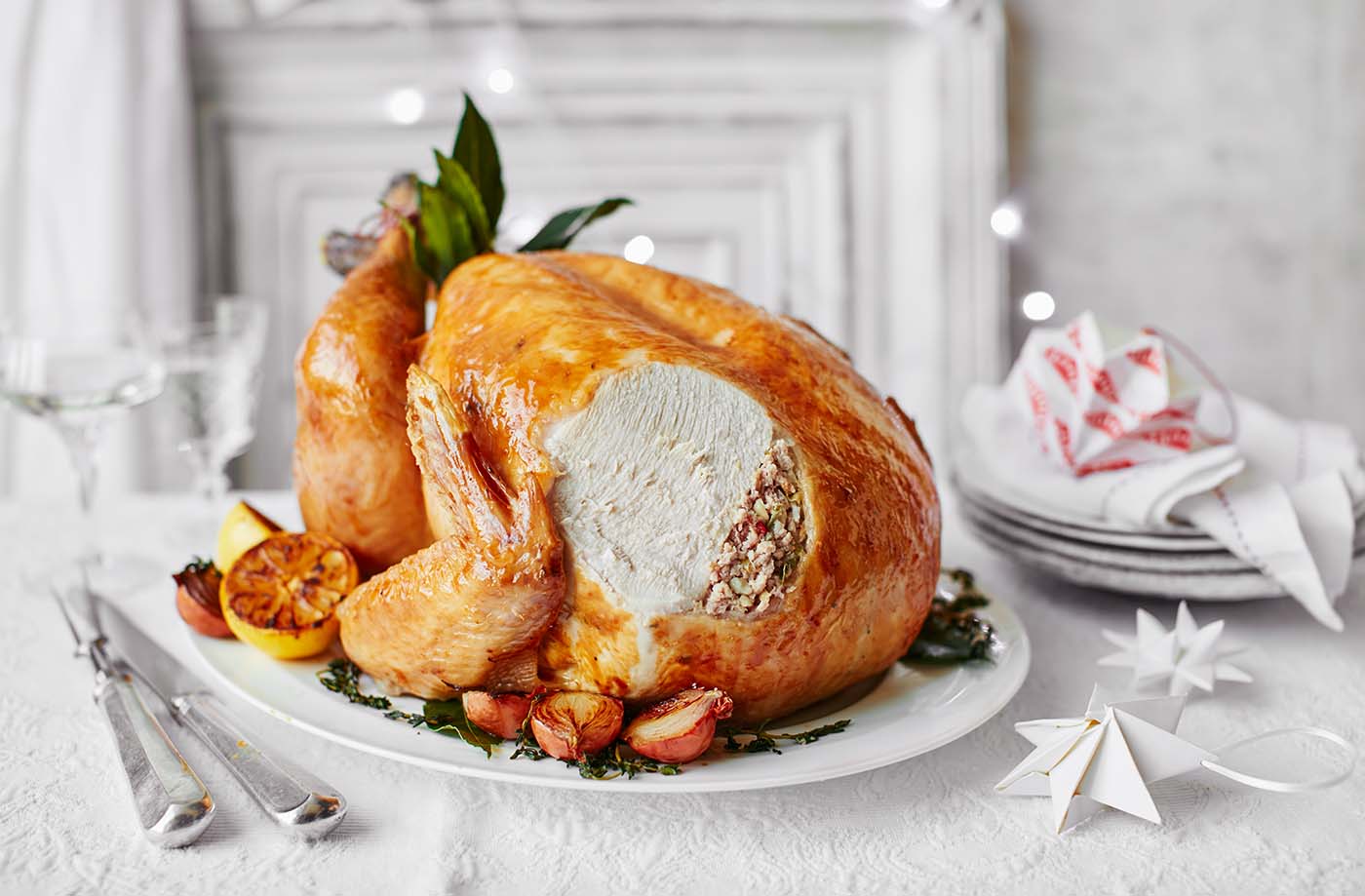 Roast turkey with pork, ginger and lime stuffing recipe