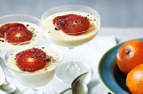 This sophisticated pud matches indulgent cream with sharp, seasonal blood oranges