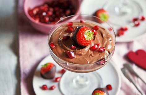 This easy chocolate mousse recipe is perfect for an indulgent dinner for two, or rustle up as part of your Valentine's Day meal.