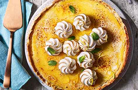 This eye-catching lemon tart with a blow-torched meringue topping will seriously impress at an Easter feast. 