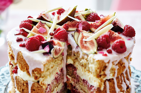 Topped with juicy figs and creamy white chocolate shavings, this stunning showstopper is a modern spin on a classic Persian love cake, so sit back and enjoy a heavenly slice with a cup of fresh mint tea