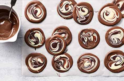 All you need is chocolate for these easy swirled discs - perfect as an after dinner treat or simple gifts. 