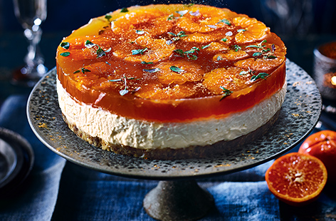 The base of this gorgeous cheesecake is made from fig rolls, and the jelly topping from citrus, cinnamon and dessert wine: desserts don't get more festive than this.