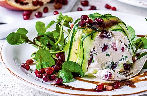 This stunning starter dish is the perfect appetiser this Christmas. Combining the fruity tastes of pomegranate and creamy ricotta and goat's cheese, friends and family will fall in love with this impressive, yet quick to make mousse recipe.