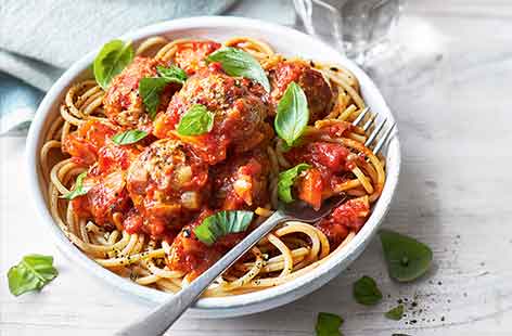 This lighter twist on family favourite meatballs and tomato sauce uses lean turkey mince and wholewheat spaghetti to achieve the same delicious tastes with healthier results. 