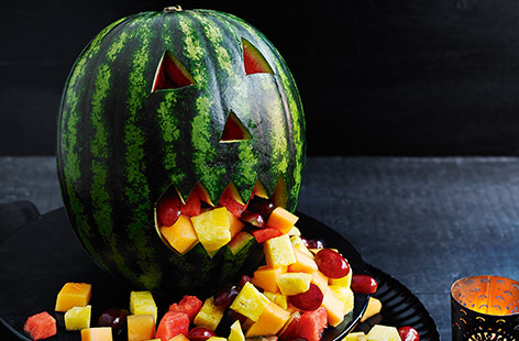 Add a tropical twist to your Jack-O'-Lantern by switching a pumpkin for a watermelon this Halloween. Not only will it leave those who see it with shakes, but it might inspire your kids to eat more fruit! 