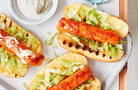 Fried in a fiery chilli butter and drizzled with tangy blue cheese and sour cream dressing, hot dogs just got hotter. And these quick and easy frankfurters are a great back-up plan if the rain hits during your next barbecue