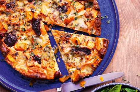 Spruce up al desko lunches with this gorgeous crustless quiche, loaded with creamy butternut squash, tangy Stilton, cranberry sauce and fragrant thyme