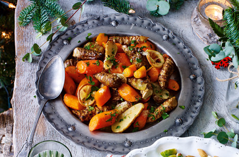 Serve up a delicious bowl of slowly-roasted artichokes, parsnips and carrots alongside your turkey this Christmas.