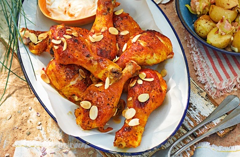 Whether you're heading to the beach or your local park, make lunch one to remember with these chicken drumsticks. A simple marinade makes them so delicious; yogurt tenderises the meat and the spices in the curry paste add a subtle fragrance and gentle chil