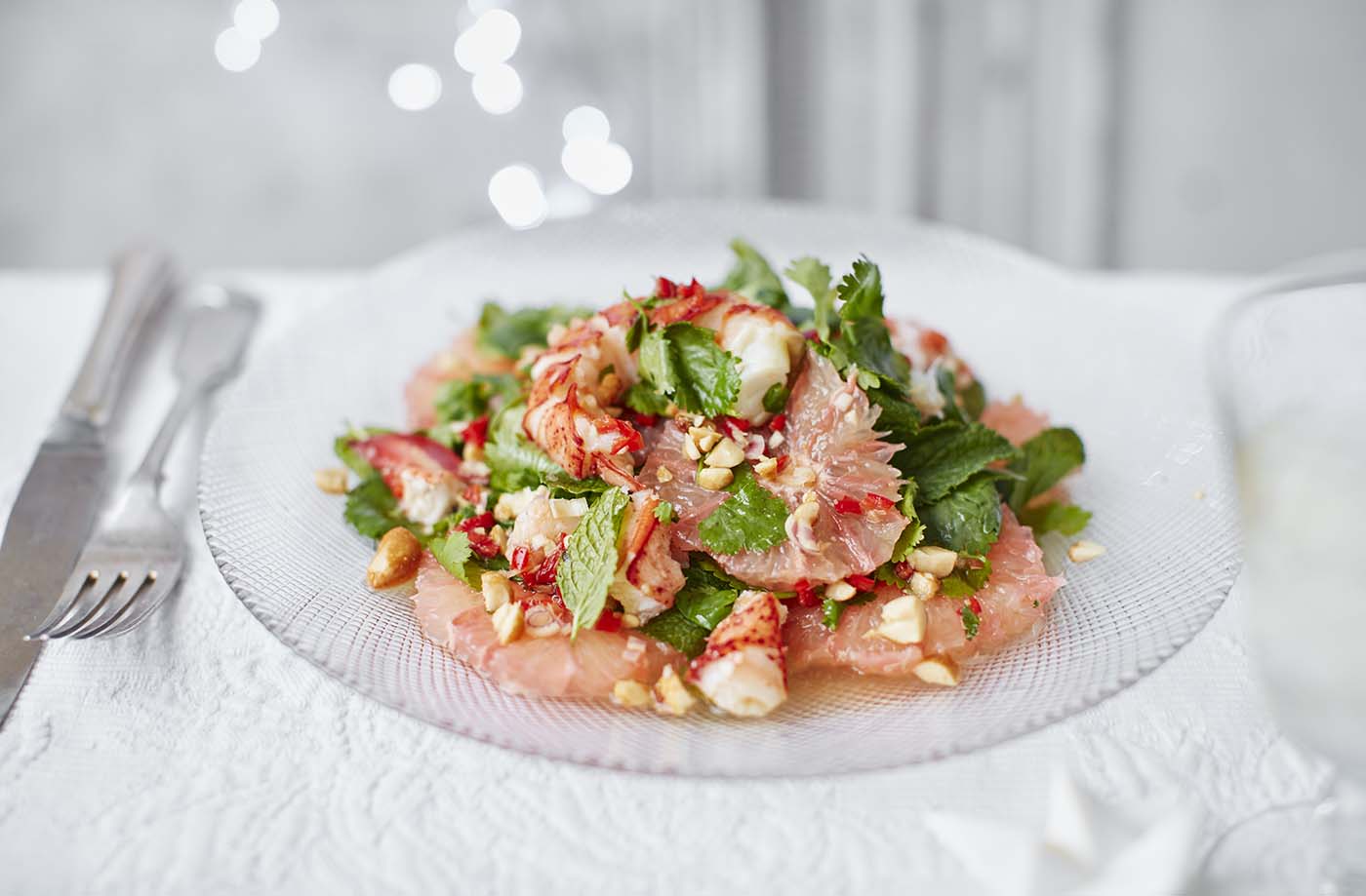 Set the tone for your Christmas dinner with this impressive, luxurious starter. A Vietnamese-inspired salad that pairs meaty lobster with sharp grapefruit, fresh mint and a wonderfully fragrant sweet and sour dressing