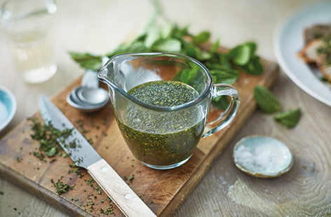 Roast lamb wouldn't be complete without a generous spoonful of classic fragrant mint sauce. This easy recipe uses just three ingredients and is ready in ten minutes.